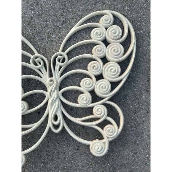 VTG Homco Single Large Butterfly White Wall Hanging Decor BOHO 70's MCM 12"x10" - Picture 3 of 7
